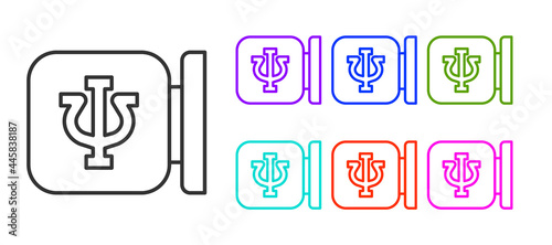 Black line Psychology icon isolated on white background. Psi symbol. Mental health concept, psychoanalysis analysis and psychotherapy. Set icons colorful. Vector