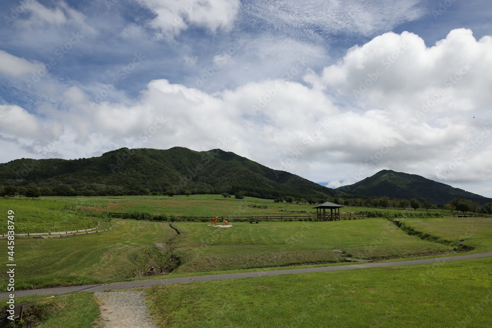 日本の岡山県の蒜山高原の美しい風景