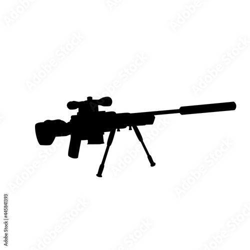 Fotografie, Obraz Sniper Vector isolated. Long-barreled rifle. Long range gun .