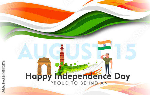 vector illustration of 15th August india Happy Independence Day.