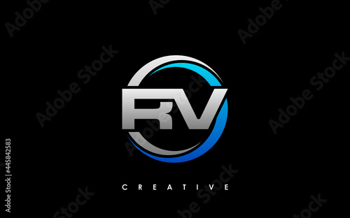 RV Letter Initial Logo Design Template Vector Illustration Fototapet