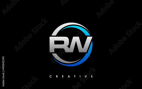 RW Letter Initial Logo Design Template Vector Illustration photo