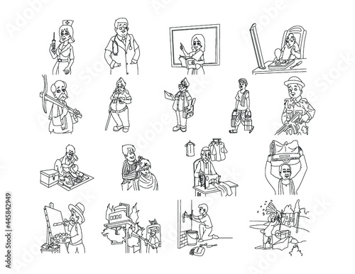 Our Helpers Clipart set, Nurse, doctor, teacher, electrician, farmer, policemen, poster man, milkman soldier, Cobbler, barber, tailor,