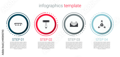 Set Skateboard stairs with rail, T tool, park and Y-tool. Business infographic template. Vector