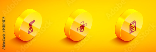 Set Isometric Nuclear power plant, Industry pipe and valve and Dosimeter icon. Vector