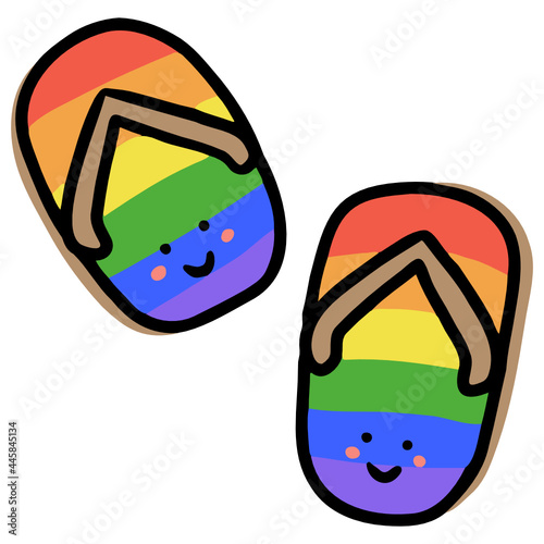 Pride Beach Slippers flat color illustration for web, wedsite, application, presentation, Graphics design, branding, etc.