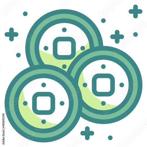 coin blue line icon
