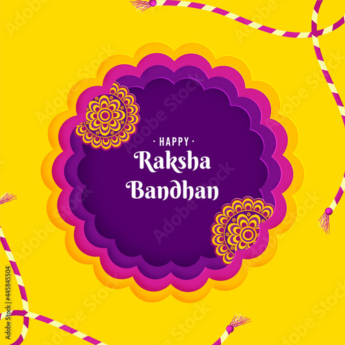 Creative origami art Happy Raksha Bandhan invitation concept Premium vector