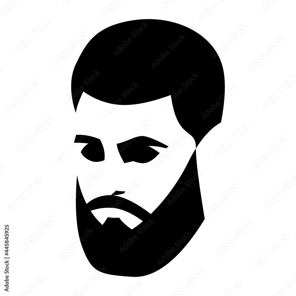 hipster head stylized  ,vector illustration,flat