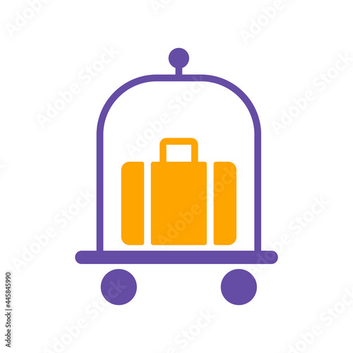 Baggage, luggage, suitcases on trolley glyph icon