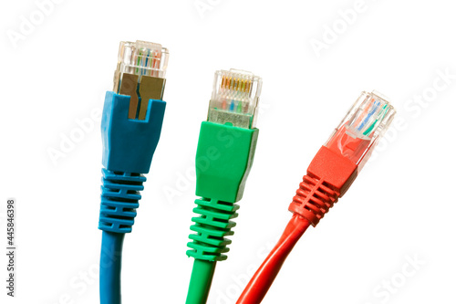 Ethernet network cables isolated on white