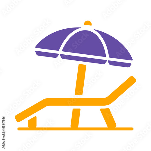 Lounger Beach Sunbed Chair flat vector glyph icon