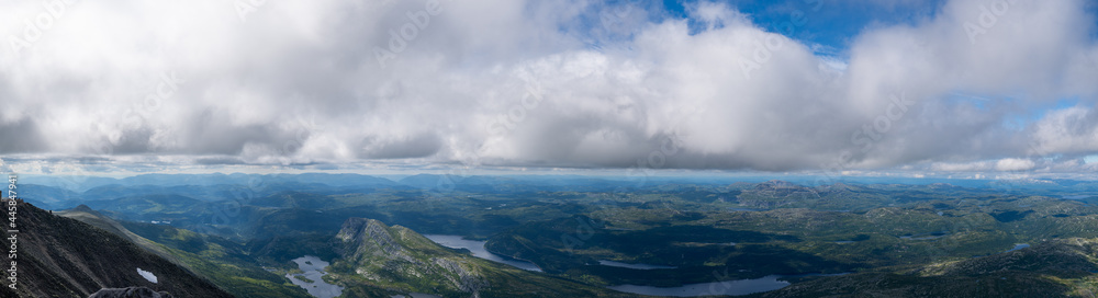 High resolution panoramic image from the summit of Gaustatoppen in Norway