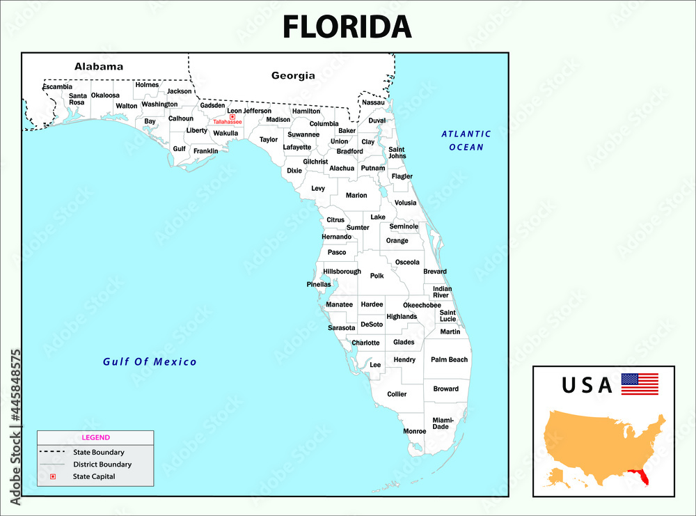 Alabama Map. State and district map of Alabama. Administrative and ...