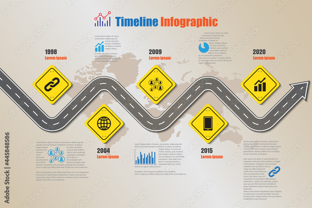 Business roadmap timeline infographic icons designed for abstract ...