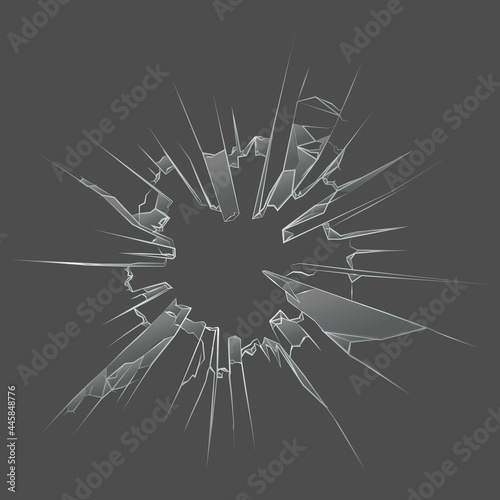 Gun Shot Bullet Hole In Broken Glass Design