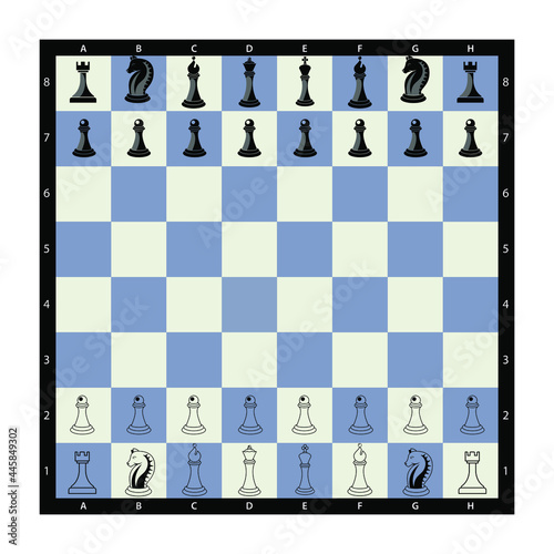 Chess. Vector illustration of a chess pawn. Kings, queens, rooks, ministers, horses and pawns on a chessboard. Isolated on a blank background, editable and changeable.