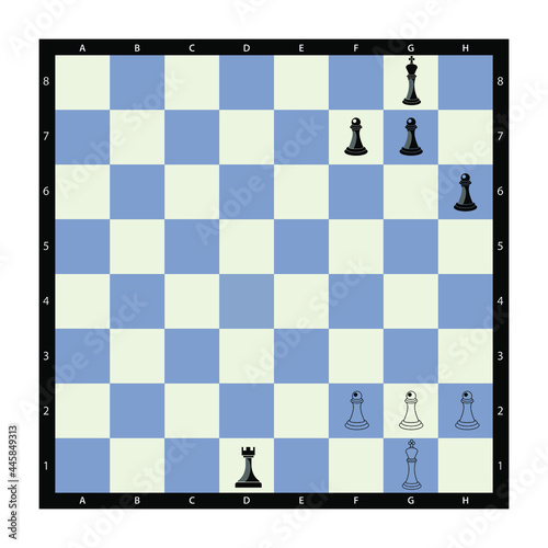 Chess. Vector illustration of a chess pawn. Kings, queens, rooks, ministers, horses and pawns on a chessboard. Isolated on a blank background, editable and changeable.