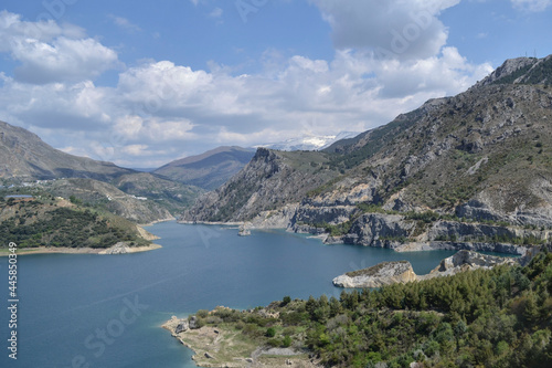 Canales swamp surrounded by mountains with water and trees