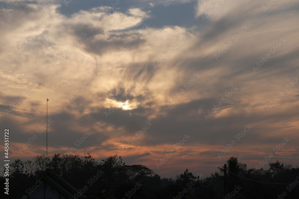 Orange and blue clouds unite in the afternoon Orange and blue clouds unite in the afternoon