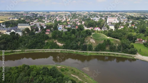 Top view of the city of Drohiczyn on the Bug River.Over the river rises the castle mounain.from the bird's eye view over the city you can see the monastery buildings-Jesuits,Frannciscans,Benedictine  photo