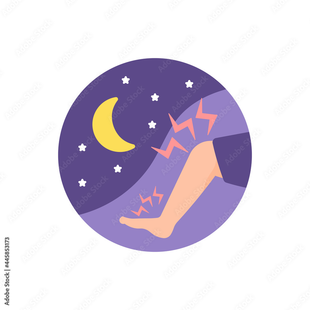 illustration of legs feeling pain at night. pain in knees and ankles