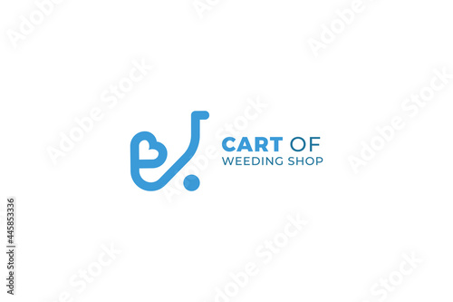 Happy shopping of newly married or love shopping or cart of wedding shop