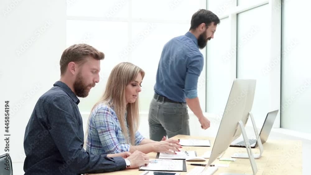 Manager leaves documents to employees for further work. Manager leaves documents to employees for further work.