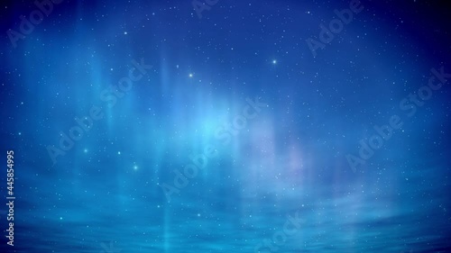 The stars twinkle in the blue sky. A pink haze flies across the sky. Fantastic blue space. photo