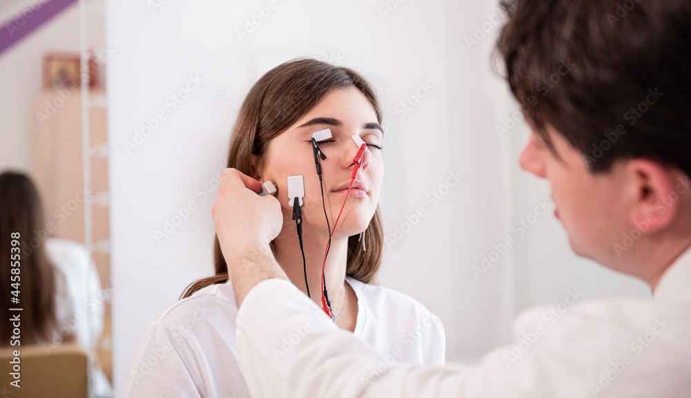Patient nerves testing using electromyography at medical center Patient nerves testing using electromyography at medical center