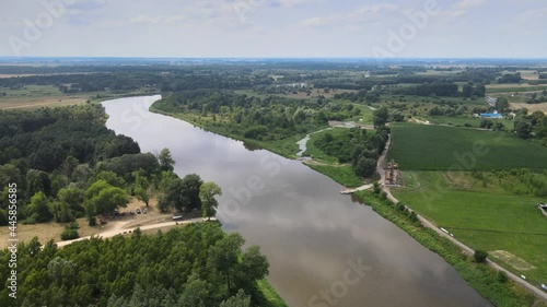 Top view of the city of Drohiczyn on the Bug River.Over the river rises the castle mounain.from the bird's eye view over the city you can see the monastery buildings-Jesuits,Frannciscans,Benedictine  photo