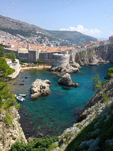 view of the coast and battlements of dubrovnik city