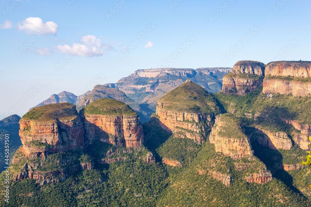 The Three Rondavels on Mpumalanga's Panorama Route give a spectacular view over the Blyde River Canyon, South Africa