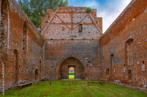 Ruins of a Gothic church in Steblewo, Stueblau, northern Poland. photo