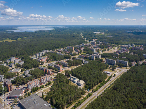 Aerial vie of Visaginas town. Visaginas  Lithuania. June 2021