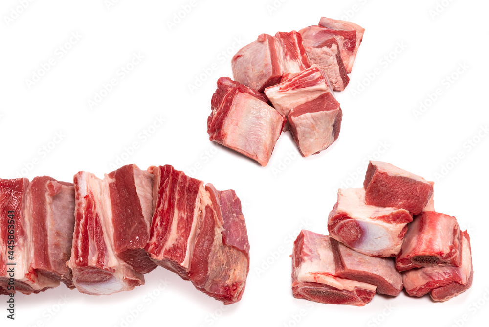 Raw beef ribs isolated on white background. Raw beef ribs isolated on white background.