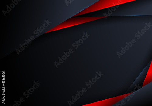 Abstract elegant modern triangles polygonal blue and red shiny on dark background