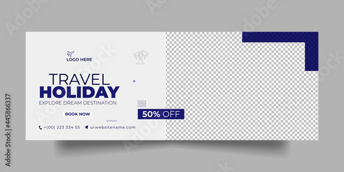 Travel facebook cover social media post and web banner template