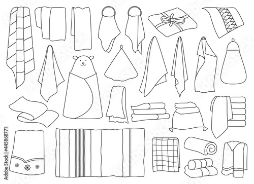 Kitchen towel vector outline set icon. Vector illustration textile roll on white background. Isolated outline set icon kitchen towel.