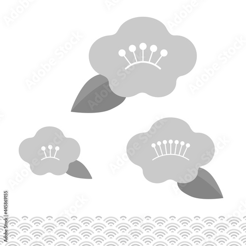 梅, 桜, 年賀状, 縁起, 青海波, 和柄, お正月, 日本, カード, 和風, 装飾, シンプル, ベクター, モノクロ, ラインアート, イラスト, イベント, 素材, かわいい, デザイン, アート, お祝い, コピースペース, 描画, 新年, ハッピー, 和, 白, 黒, 白黒, 年賀状素材