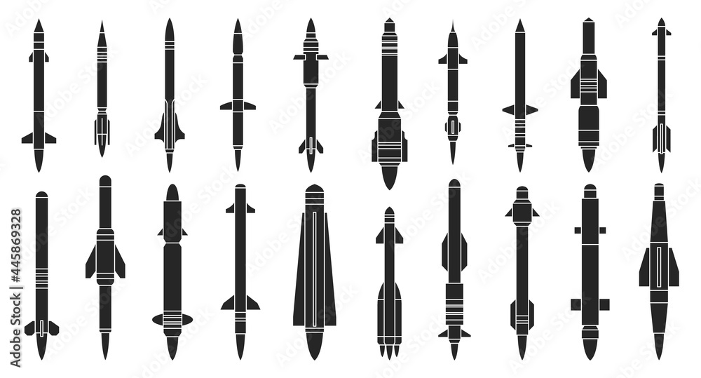 Ballistic missile vector black set icon. Vector illustration military rocket on white background . Isolated black set icon balistic missile.