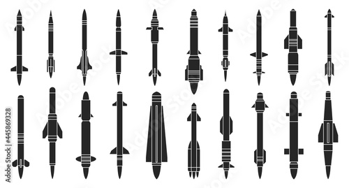 Ballistic missile vector black set icon. Vector illustration military rocket on white background . Isolated black set icon balistic missile.
