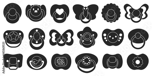 Pacifier isolated black set icon. black set icon soother . Vector illustration pacifier on white background.