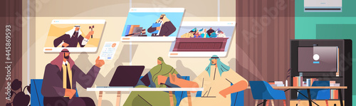 arab lawyer or judge consult discussing with clients during meeting law and legal advice service online consultation