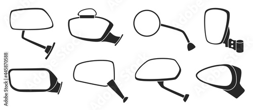 Side mirror vector black set icon. Vector illustration auto glass on white background. black set icon side mirror.