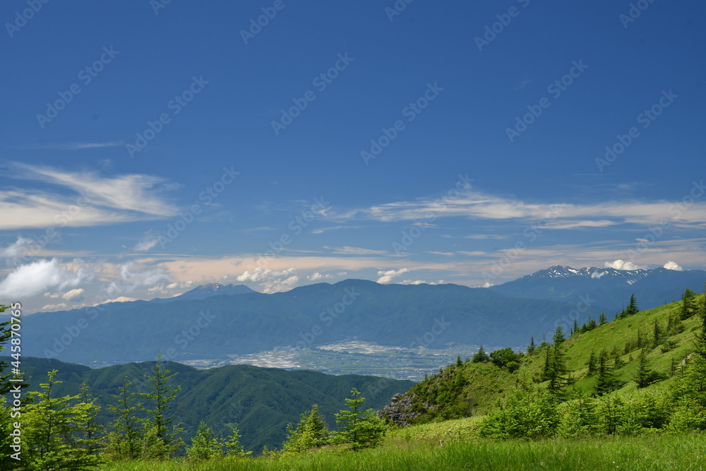 美ヶ原高原　青い空と白い雲