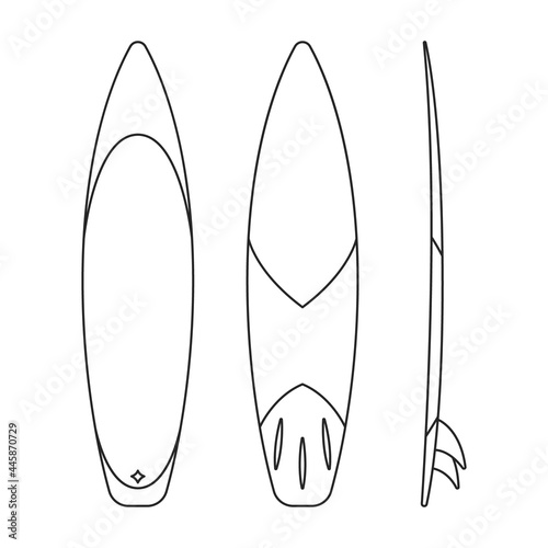 Surfboard vector outline set icon.Vector illustration surfboard for wave.Isolated icon hawaii of surf board.