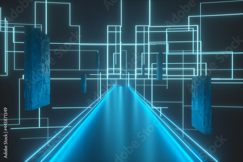 3d rendering futuristic style tunnel