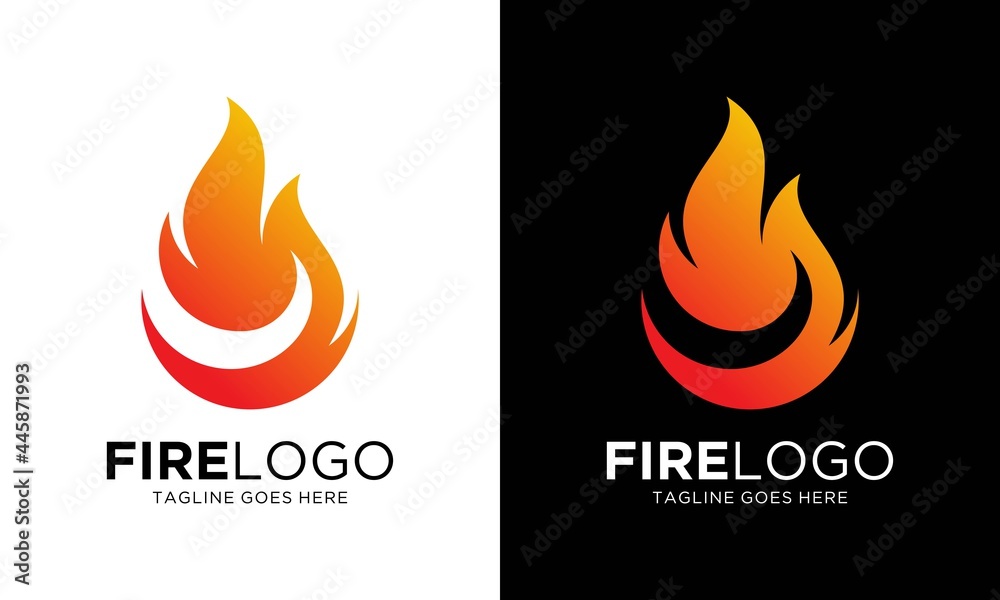 Fire Flame Logo design vector template. Burning Bonfire Logotype concept icon Fire Flame Logo design vector template. Burning Bonfire Logotype concept icon