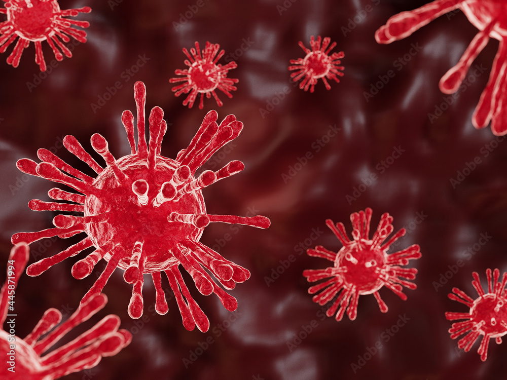 Corona virus mutation under microscope , COVID 19 pandemic from China since 2019 to every country until .The virus strong mutate for expand epidemic and difficult to treatment ,3d render technique Corona virus mutation under microscope , COVID 19 pandemic from China since 2019 to every country until .The virus strong mutate for expand epidemic and difficult to treatment ,3d render technique